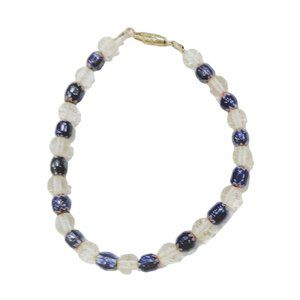 Purple Art Glass Bracelet 7 inch Vintage Sunburst Lavender Bead